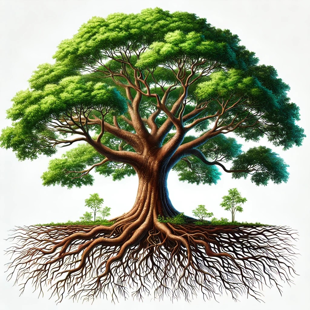 boom met wortels de business en de boom